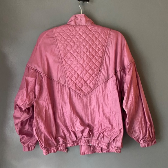 VTG BOLO SPIRIT womens L pink floral windbreaker quilted retro 90s mock neck - Picture 11 of 11